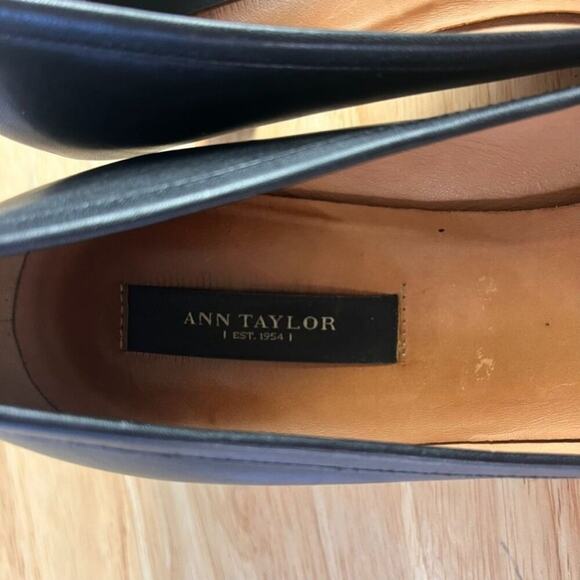 Ann Taylor Pumps Women 6 Black Leather Embossed Croc Front Loafer Pointed Toe - Picture 11 of 11